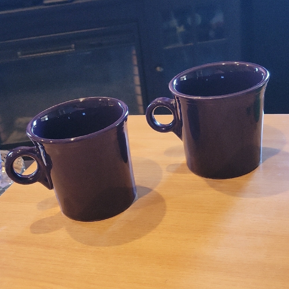 Fiestaware Ceramic C Mugs,Eggplant,set Of 2,EUC